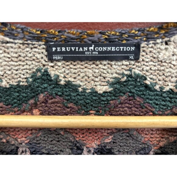 Peruvian Connection Pima Cotton Boho Geometric Cardigan Southwestern Knit XL - Picture 3 of 6